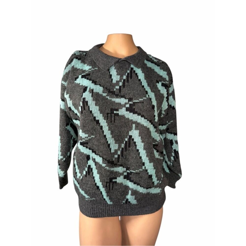 Vintage A.R. Knitwear Co. Geometric Acrylic Sweater USA Made
